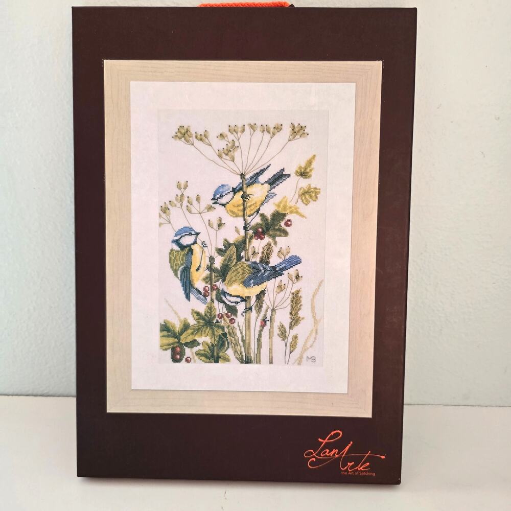 LanArte Marjolein Bastin Blue Bird With Red Berries Cross Stitch Kit Nature Bird